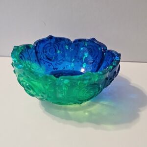Blue and Green Glass Decorative Bowl